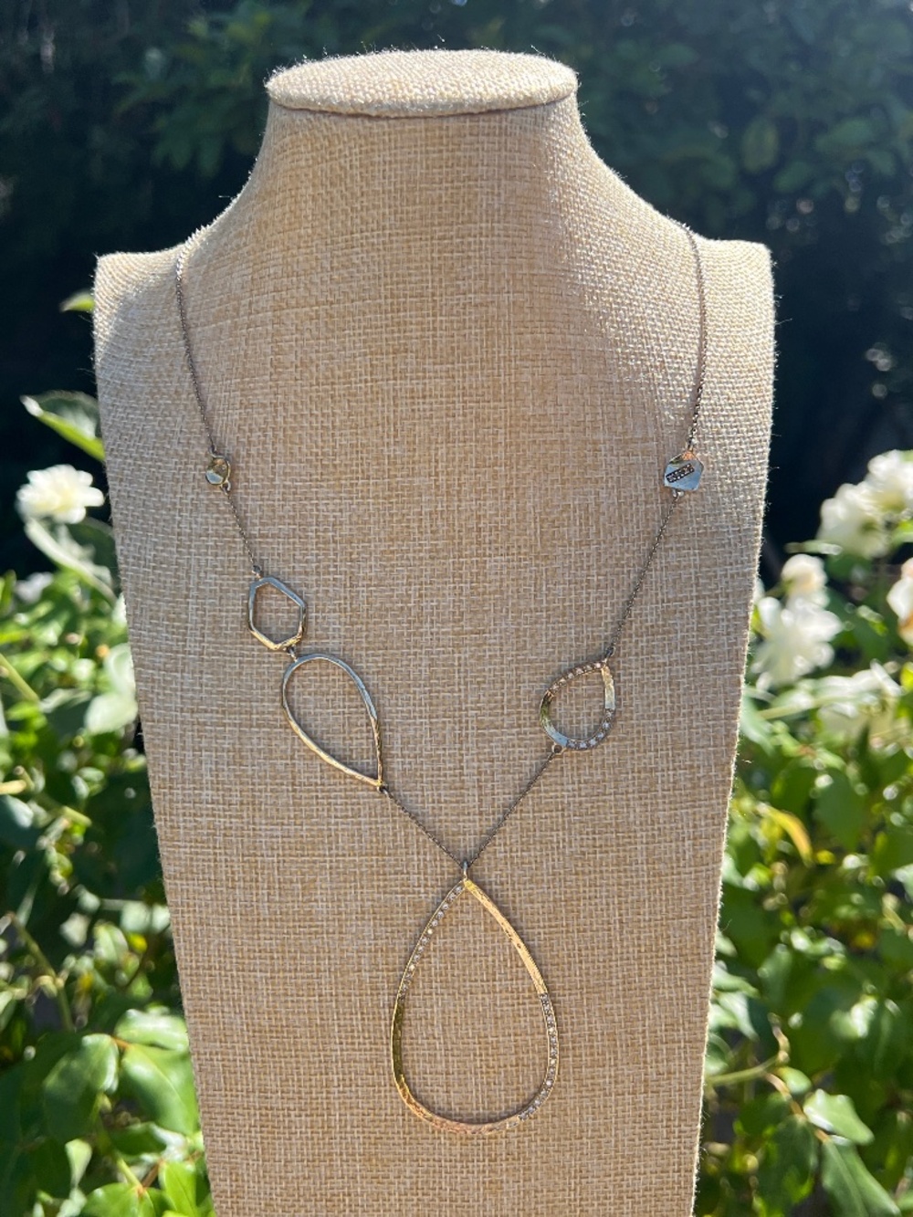 Vintage Melinda Maria Gold Open Pod Cubic Zirconia "Norah" Chain Necklace